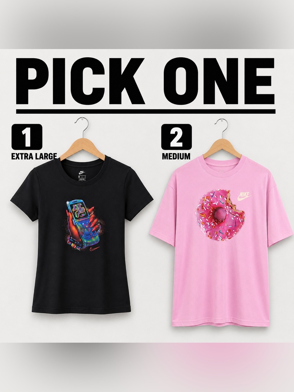 Pick one Nike women Pink Donut Graphic T-Shirt & black tshirt